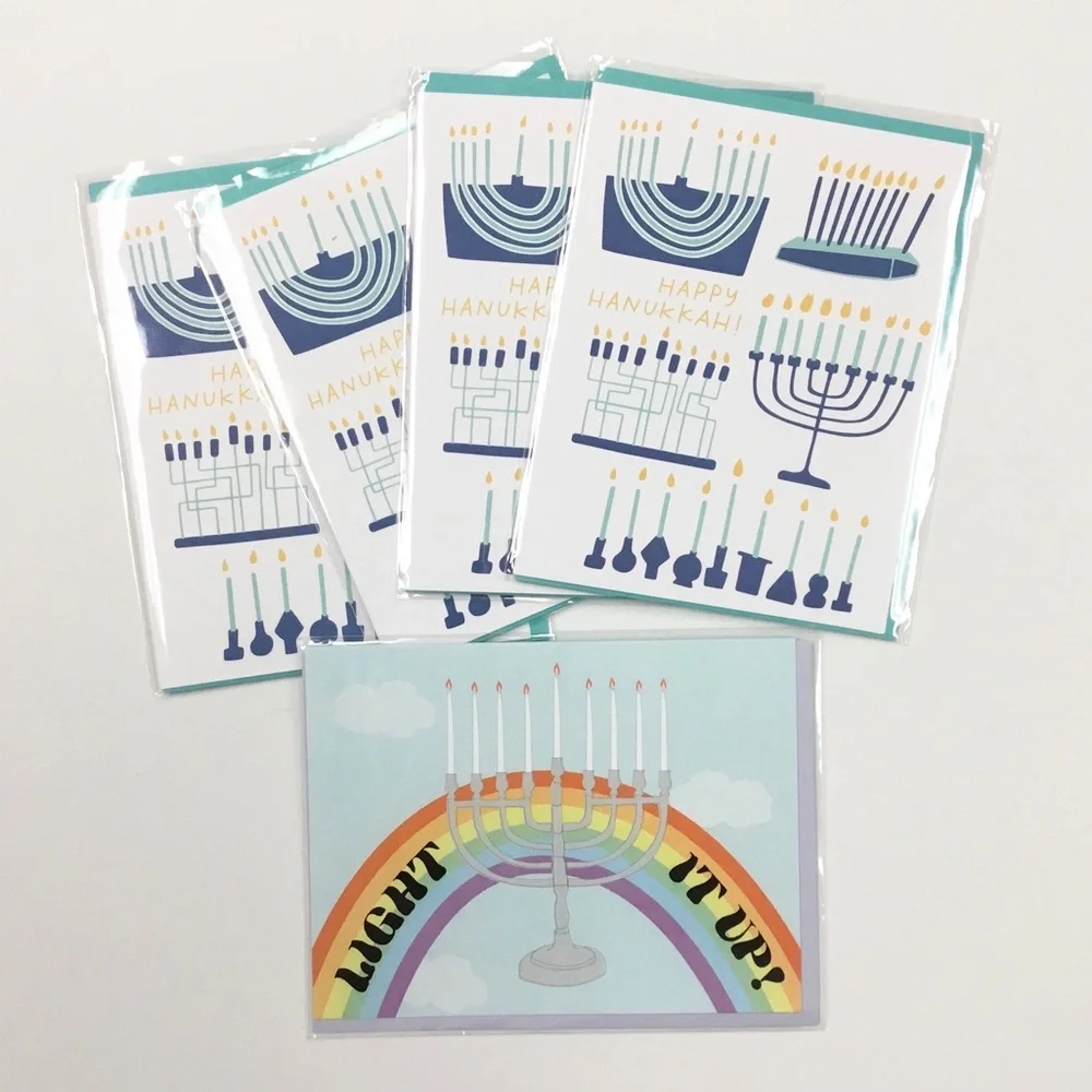 NWT Set of 5 Hanukkah Greeting Cards and Envelopes - Blank Inside